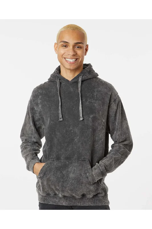 Men's modern hoodie-Dyenomite Mens Premium Fleece Mineral Wash Hooded Sweatshirt Hoodie w/ Pouch Pocket - Grey Mineral Wash