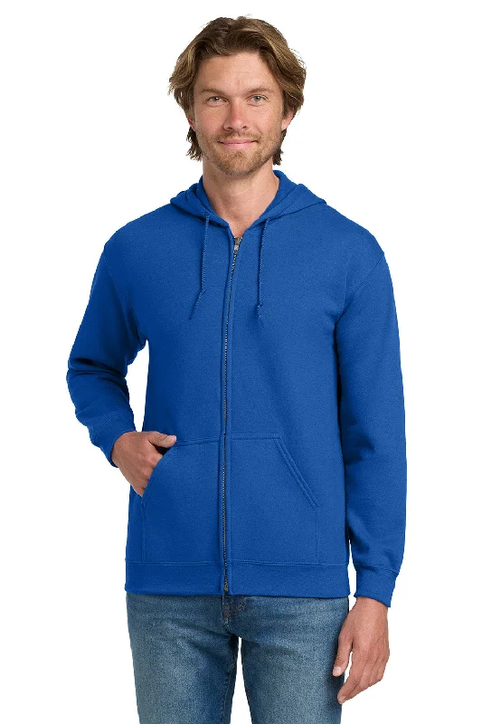 Men's sustainable hoodie-Gildan Mens Pill Resistant Full Zip Hooded Sweatshirt Hoodie w/ Pockets - Royal Blue