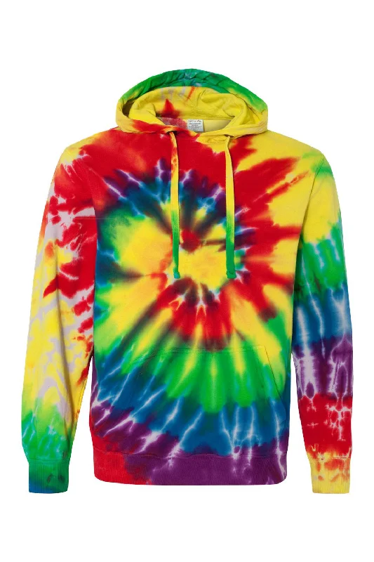 Men's performance hoodie-Dyenomite Mens Spiral Tie Dyed Hooded Sweatshirt Hoodie w/ Pouch Pocket - Michelangelo Spiral - Closeout