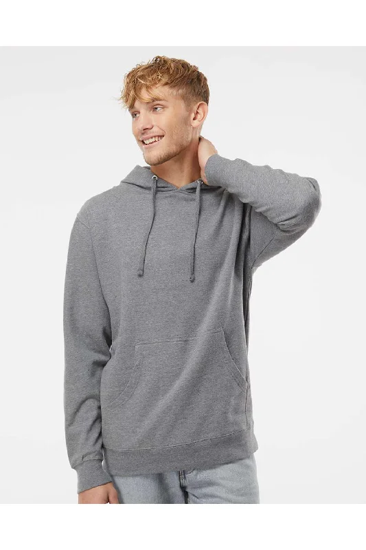 Men's sporty hoodie-Independent Trading Co. Mens Hooded Sweatshirt Hoodie w/ Pouch Pocket - Heather Gunmetal Grey