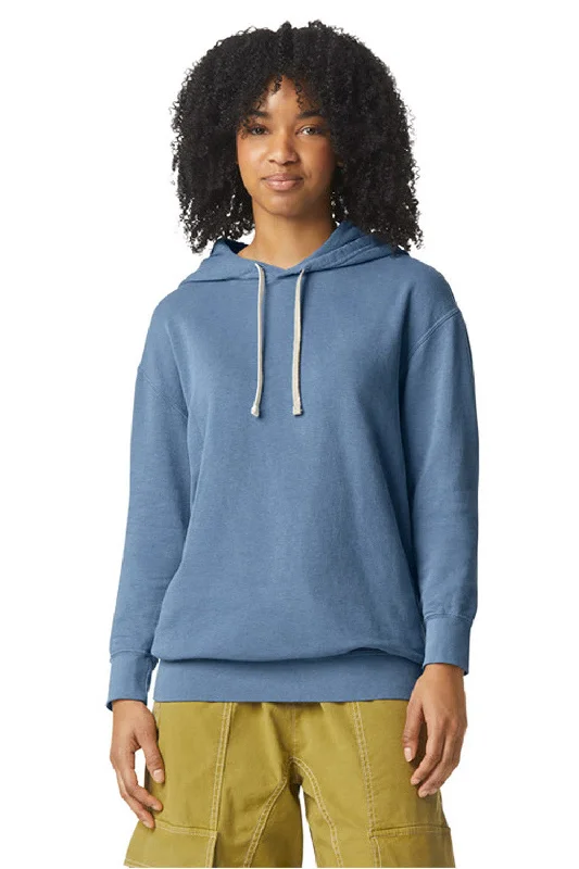 Men's high-stretch hoodie-Comfort Colors Mens Garment Dyed Fleece Hooded Sweatshirt Hoodie - Blue Jean