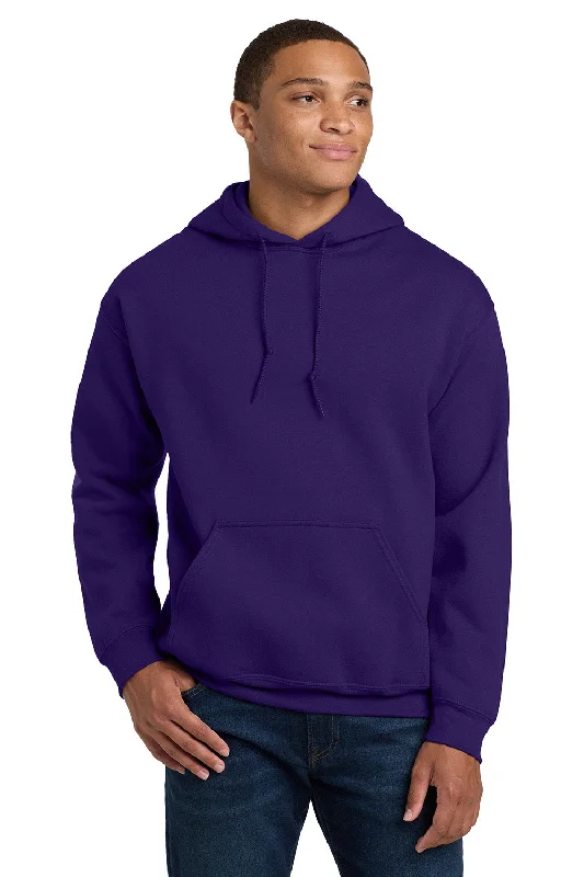 Men's tech-inspired hoodie-Gildan Mens Pill Resistant Hooded Sweatshirt Hoodie w/ Pouch Pocket - Purple