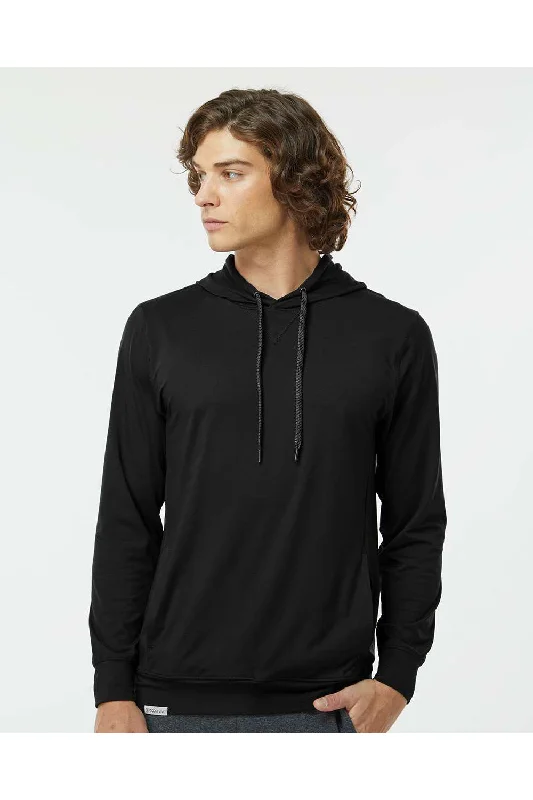 Men's casual hoodie-Holloway Mens Eco Revive Ventura Moisture Wicking Hooded Sweatshirt Hoodie - Black