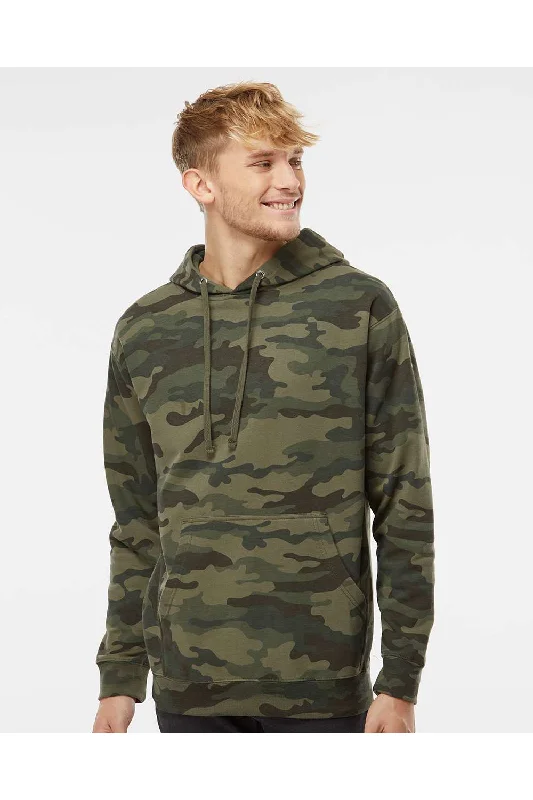 Men's sustainable hoodie-Independent Trading Co. Mens Hooded Sweatshirt Hoodie w/ Pouch Pocket - Forest Green Camo