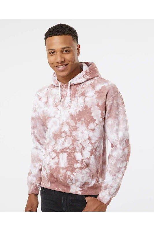 Men's comfortable hoodie-Dyenomite Mens Blended Tie Dyed Hooded Sweatshirt Hoodie w/ Pouch Pocket - Copper Crystal - Closeout