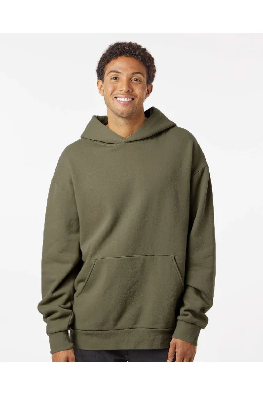 Men's comfortable hoodie-Independent Trading Co. Mens Avenue Hooded Sweatshirt Hoodie w/ Pouch Pocket - Olive Green