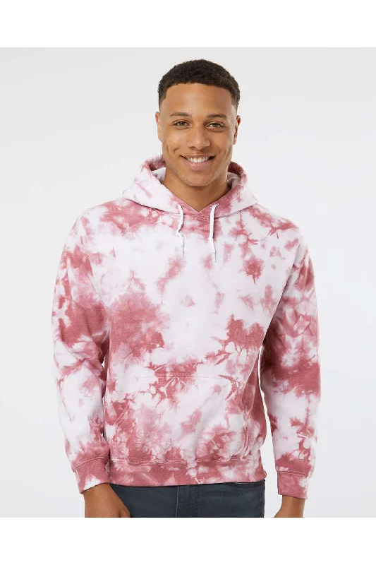 Men's eco-friendly hoodie-Dyenomite Mens Blended Tie Dyed Hooded Sweatshirt Hoodie w/ Pouch Pocket - Begonia Crystal - Closeout