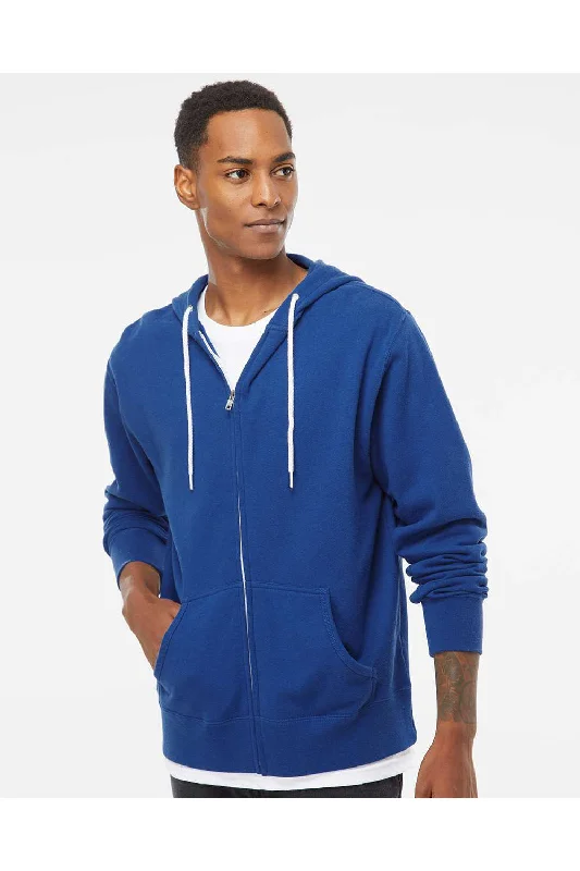 Men's performance hoodie-Independent Trading Co. Mens Full Zip Hooded Sweatshirt Hoodie w/ Pockets - Cobalt Blue