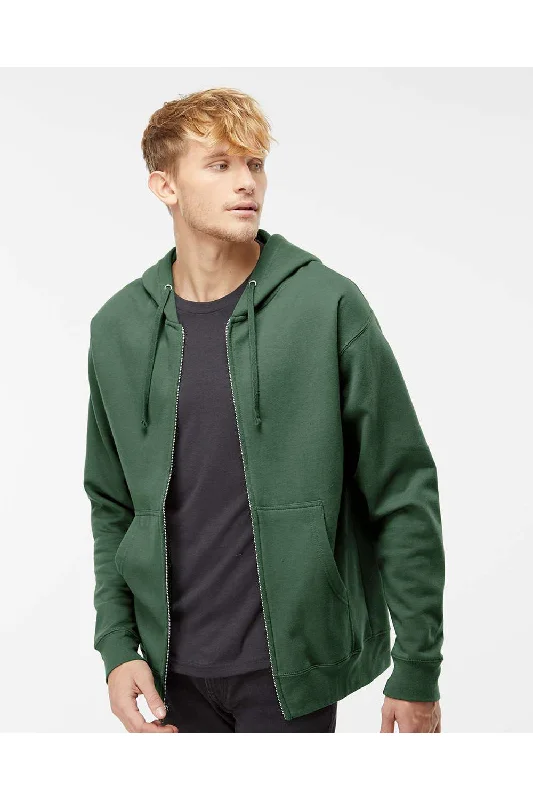 Men's quick-dry hoodie-Independent Trading Co. Mens Full Zip Hooded Sweatshirt Hoodie w/ Pockets - Alpine Green