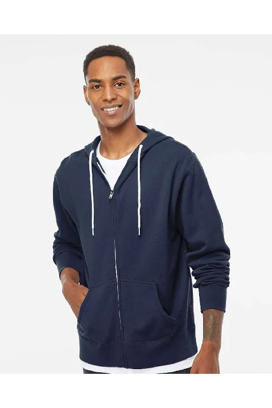 Men's gym-ready hoodie-Independent Trading Co. Mens Full Zip Hooded Sweatshirt Hoodie w/ Pockets - Slate Blue