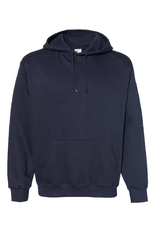 Men's adventure-ready hoodie-C2 Sport Mens Hooded Sweatshirt Hoodie w/ Pouch Pocket - Navy Blue - Closeout