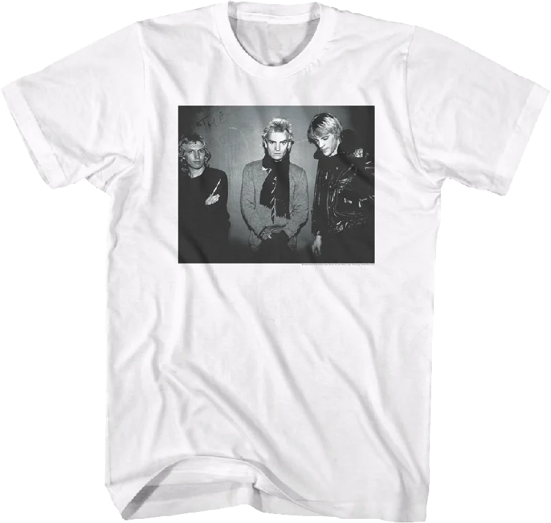 Men's comic book t-shirt-Black And White Photo The Police T-Shirt