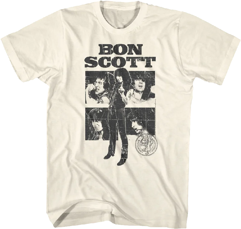 Men's gamer t-shirt-Retro Collage Bon Scott T-Shirt