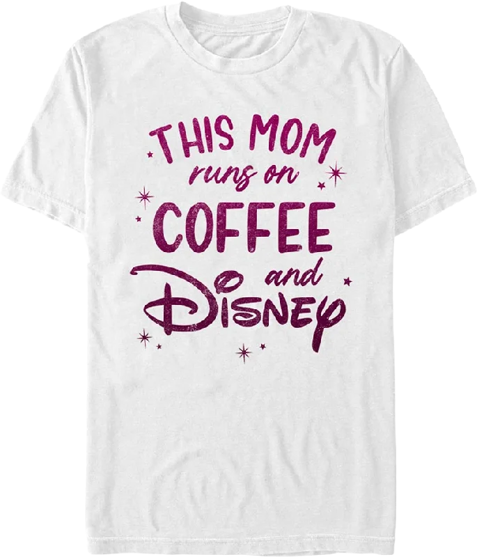 Men's anime t-shirt-This Mom Runs On Coffee And Disney T-Shirt