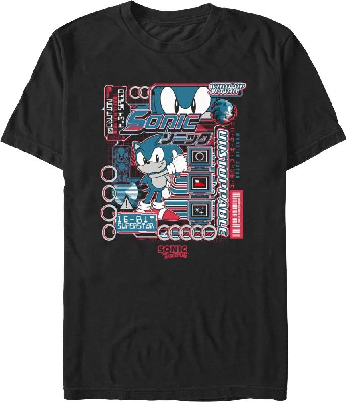 Men's logo t-shirt-Wind-Up Action Sonic The Hedgehog T-Shirt