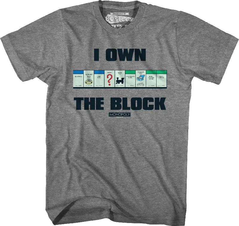 Men's varsity t-shirt-I Own The Block Monopoly T-Shirt