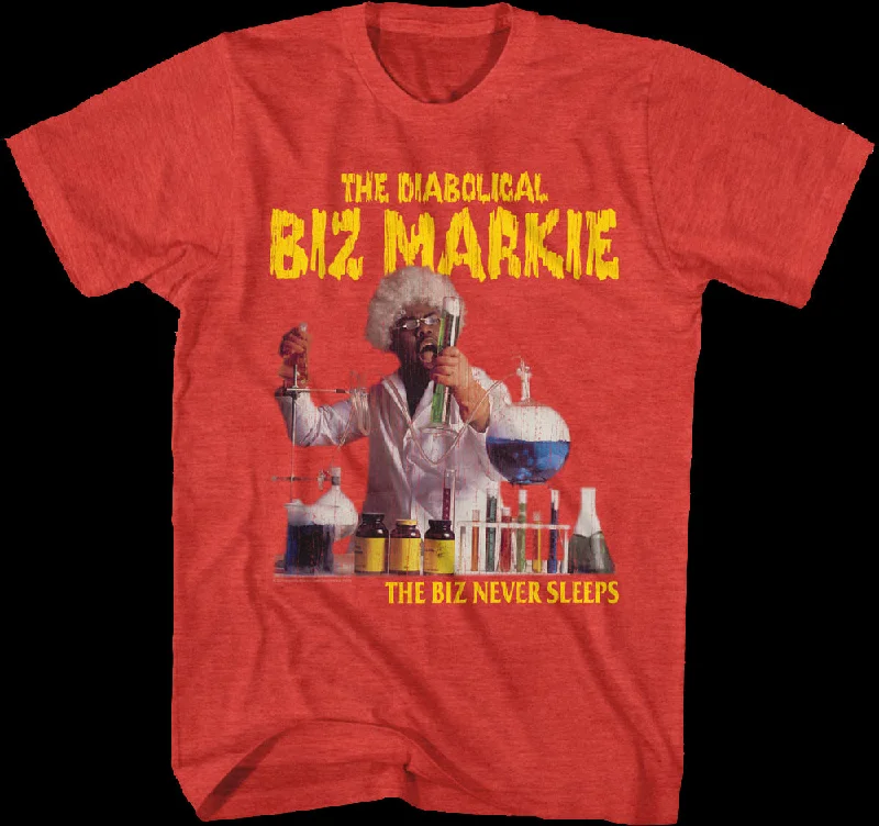 Men's outdoor t-shirt-Red Biz Never Sleeps Biz Markie T-Shirt