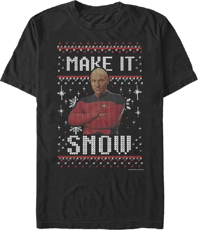 Men's lounge t-shirt-Faux Ugly Knit Make It Snow Star Trek The Next Generation T-Shirt