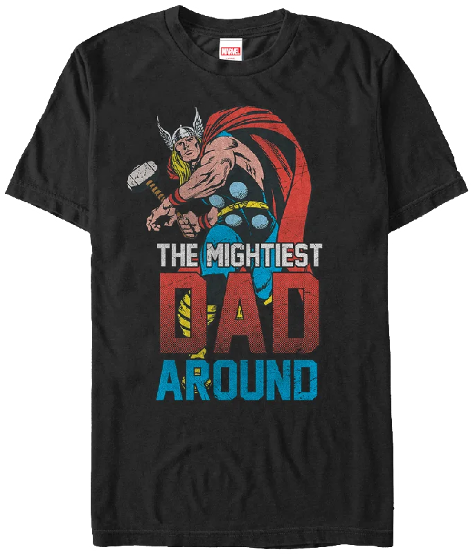 Men's business casual t-shirt-Mightiest Dad Thor T-Shirt