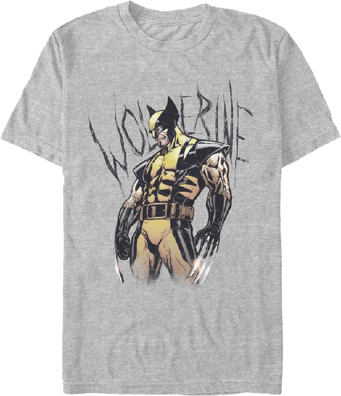 Men's bamboo t-shirt-Wolverine Carved Name X-Men Marvel Comics T-Shirt