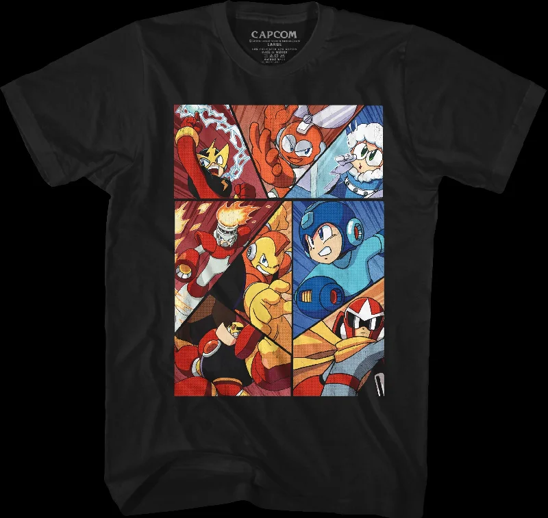 Men's surf t-shirt-Character Collage Mega Man T-Shirt