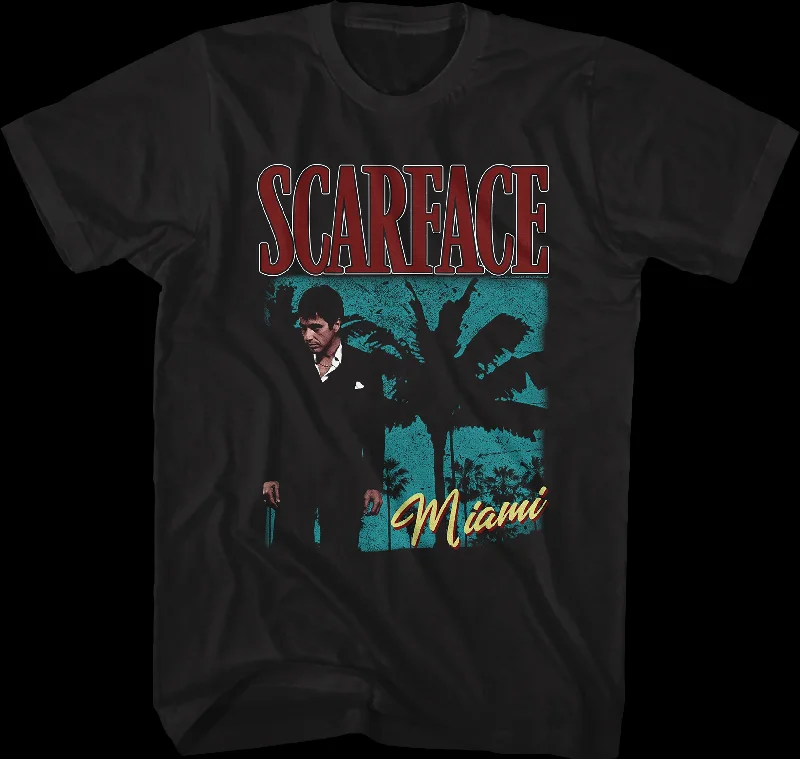 Men's V-neck t-shirt-Miami Poster Scarface T-Shirt