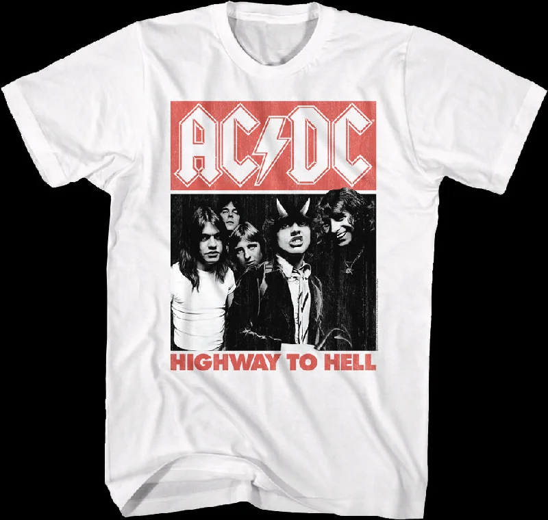 Men's band t-shirt-White Highway To Hell ACDC Shirt