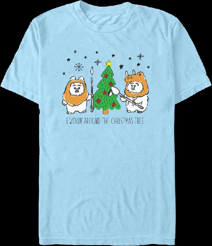 Men's polyester t-shirt-Ewokin' Around The Christmas Tree Star Wars T-Shirt