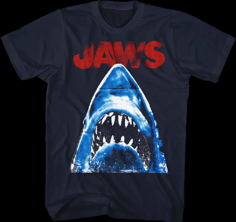 Men's beach t-shirt-Halftone Jaws T-Shirt