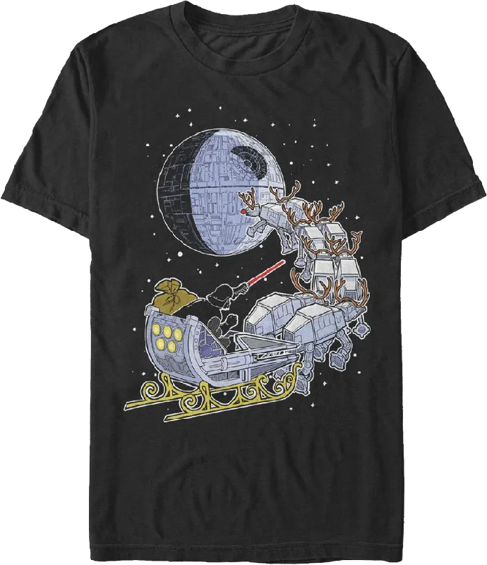 Men's fan t-shirt-Darth Vader Christmas Sleigh Star Wars T-Shirt