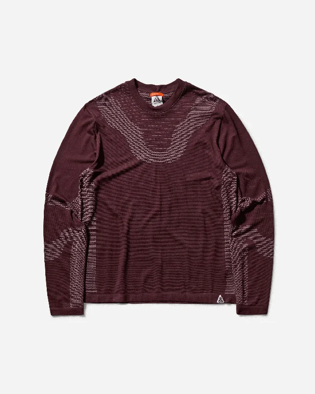 Men's organic t-shirt-Men's ACG "Delta River" Dri-FIT ADV Longsleeve Base Layer Burgundy Crush