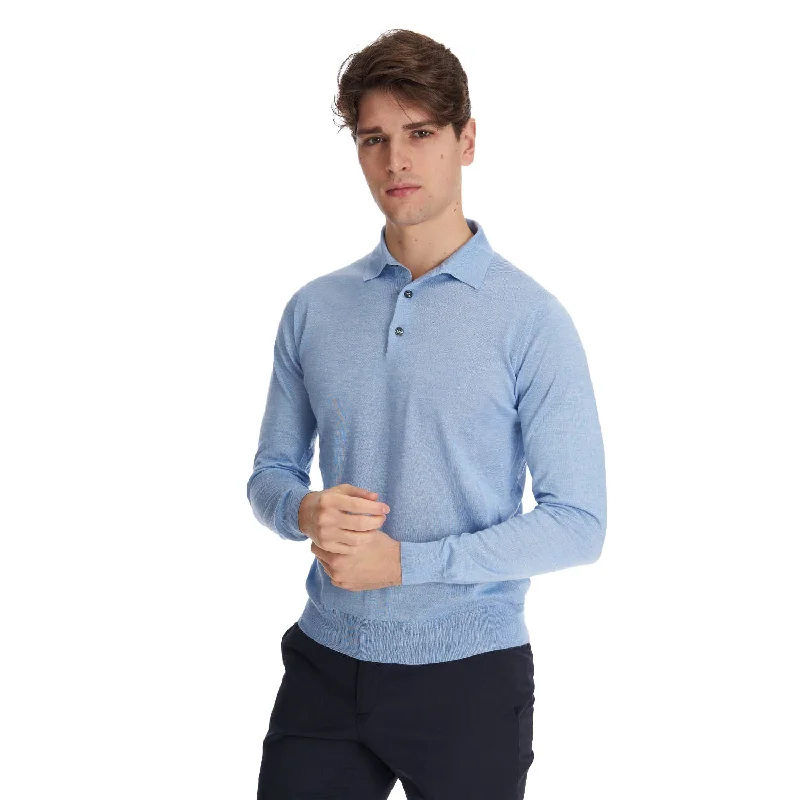 Men's versatile casual wear polo shirt-LIGHT BLUE POLO SHIRT