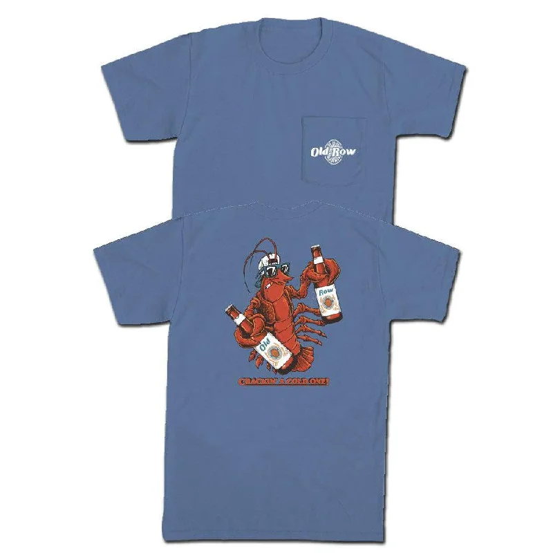 Men's cotton t-shirt-Crackin' A Cold One Pocket Tee