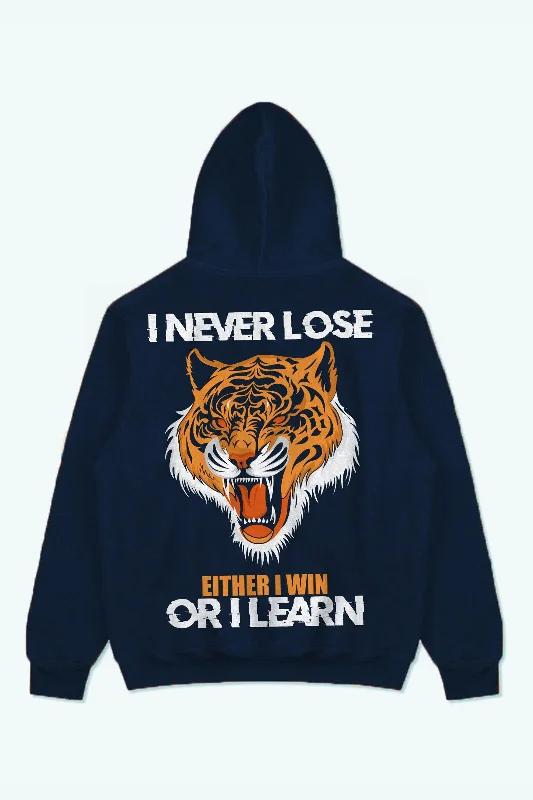 Men's modern hoodie-I NEVER LOSE ROAR HOODIE (NAVY BLUE)