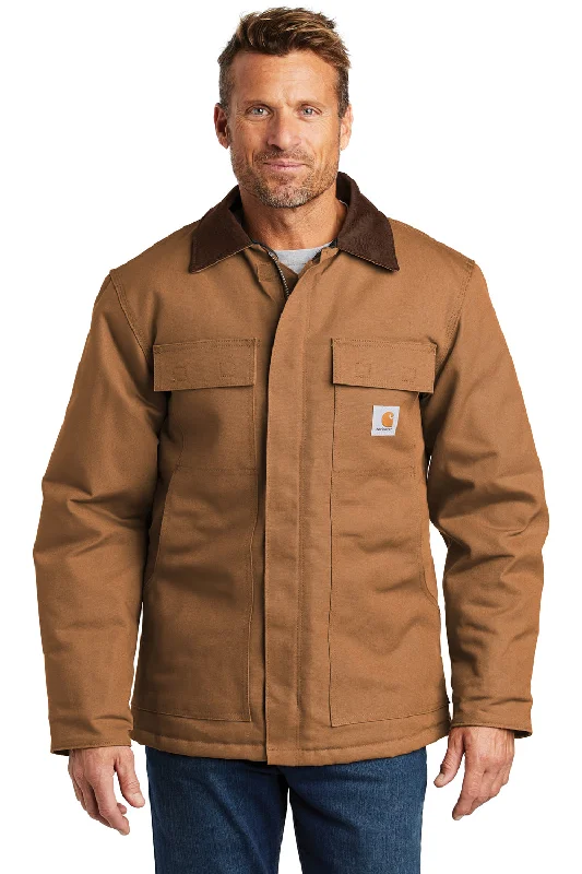 Men's fashion-forward utility coat-Carhartt Mens Wind & Water Resistant Duck Cloth Full Zip Jacket - Carhartt Brown