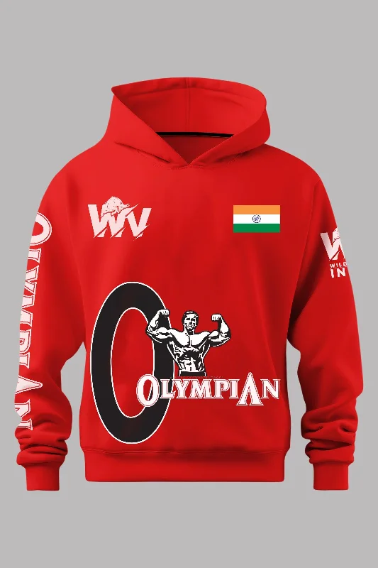 Men's breathable hoodie-Olympian Arnold Schwarzenegger Limited Edition Hoodie (Red)