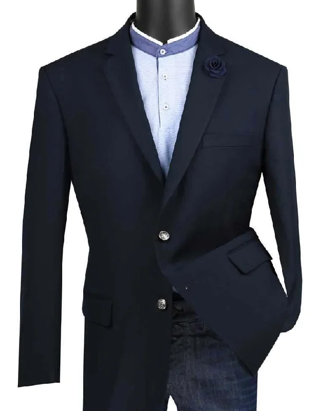 Men's non-iron trench coat-Men's Blazer Regular Fit Color Navy