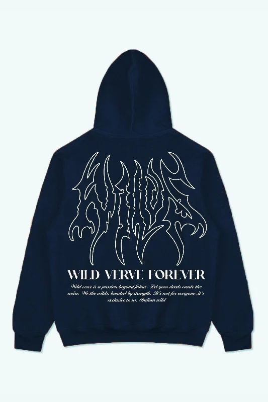 Men's relaxed fit hoodie-WILDS FLAME "PREMIUM" HOODIE (NAVY BLUE)