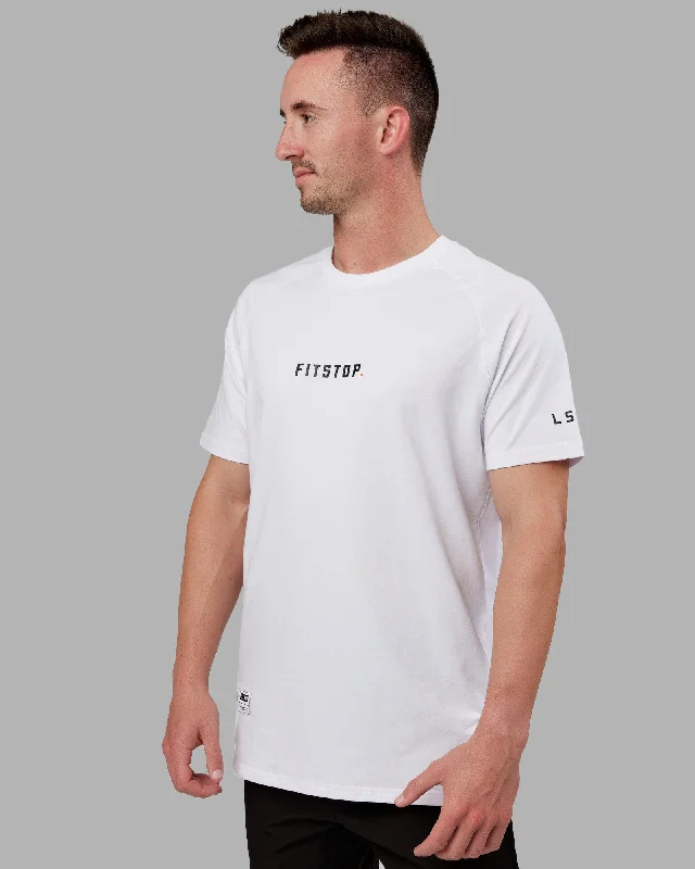 Men's printed t-shirt-Fitstop Fast FLXCotton Tee - White-Black