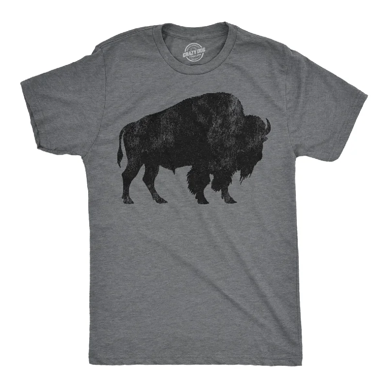 Men's oversized t-shirt-Standing Buffalo Silhouette Men's T Shirt