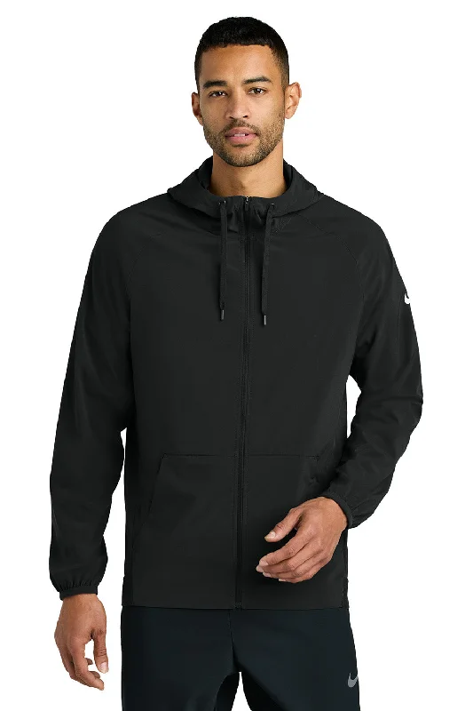 Men's cooling field jacket-Nike Mens Pro Dri-Fit Moisture Wicking Full Zip Hooded Jacket - Black - New