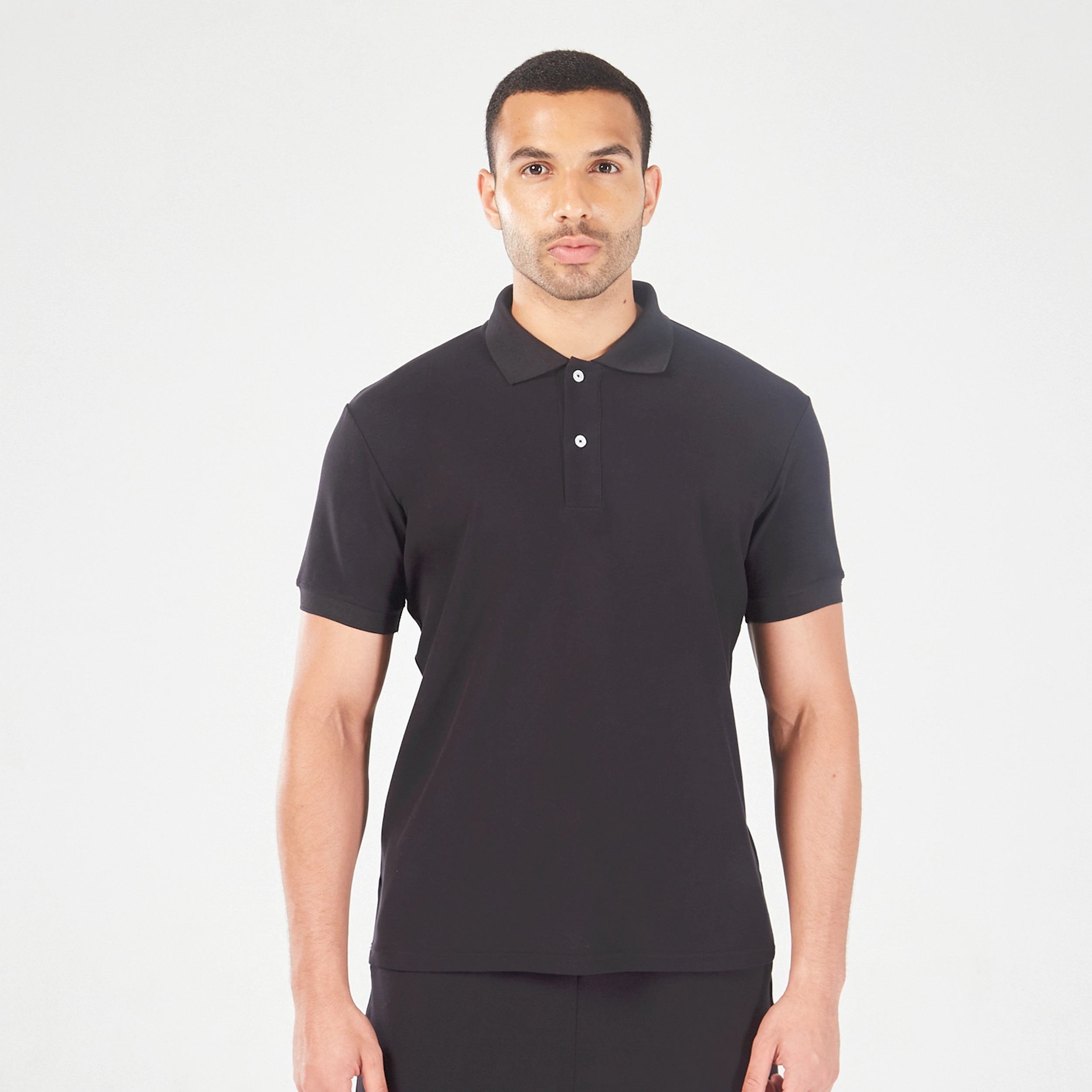 Men's sports t-shirt-Core Over Achiever Polo Asphalt Edition - Black