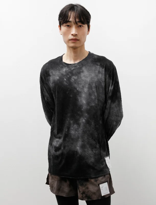 Men's superhero t-shirt-Merino Cloud Long Tee Batik Black