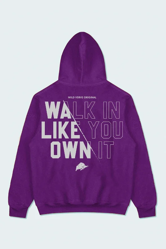 Men's organic hoodie-WALK IN LIKE YOU OWN IT HOODIE (PURPLE)