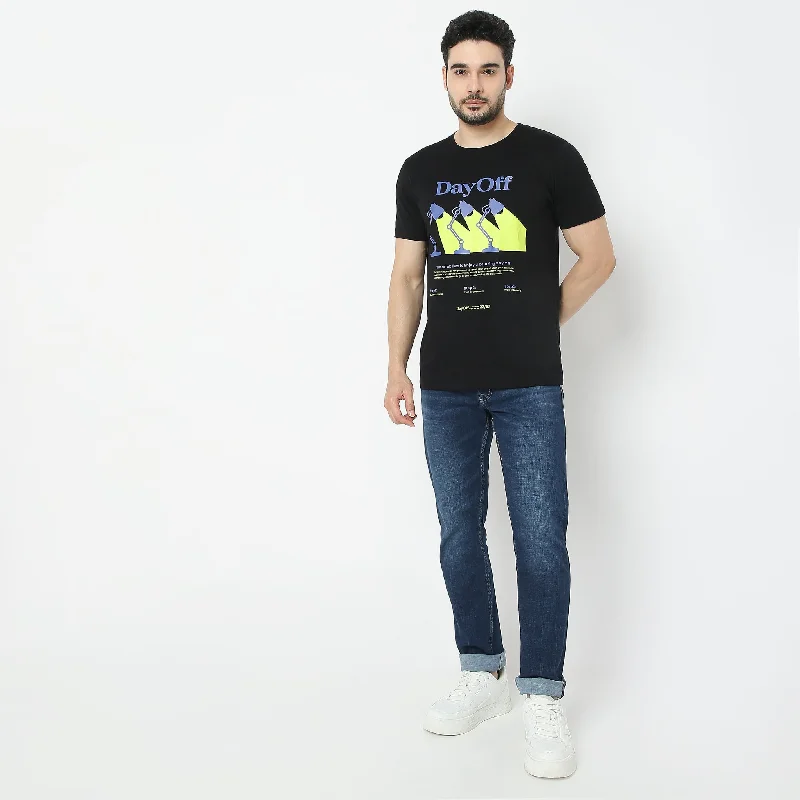 Men's slim fit t-shirt-Graphic Tees - Cotton Jersey Regular Fit T-Shirt *WoW Price*