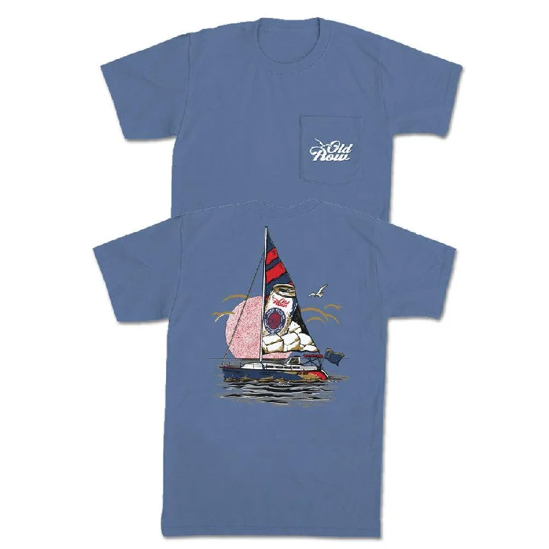 Men's gamer t-shirt-Retro Can Sailboat Pocket Tee