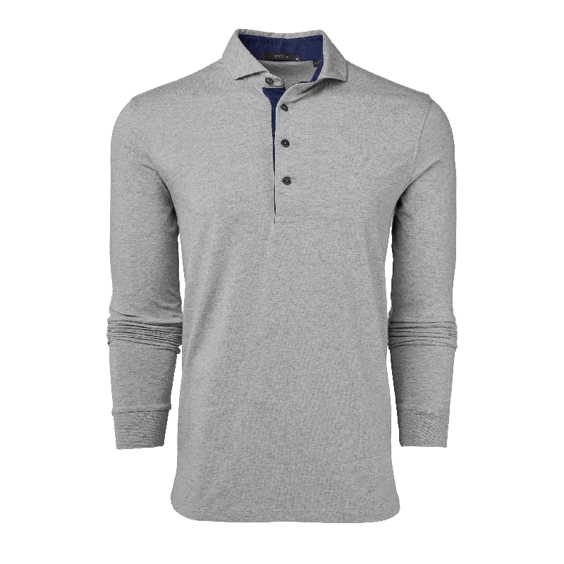 Men's breathable office wear polo shirt-Apache Long Sleeve Polo (Light Grey Heather)