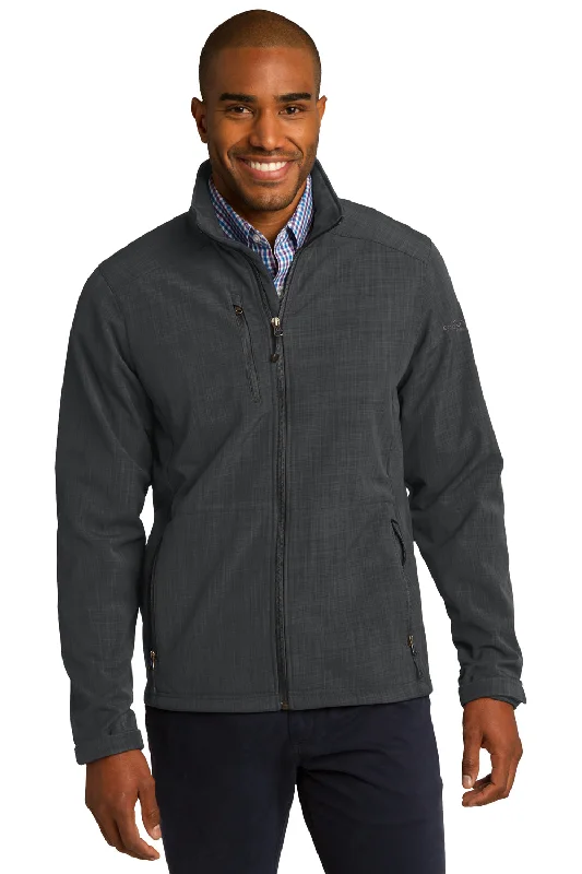 Men's modern softshell jacket-Eddie Bauer Mens Shaded Crosshatch Wind & Water Resistant Full Zip Jacket - Grey