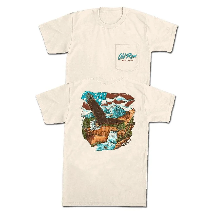 Men's designer t-shirt-Old Row Outdoors USA Pocket Tee