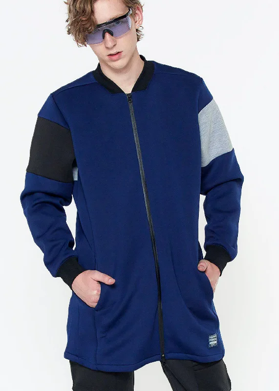 Men's high-performance fleece jacket-Konus Men's Scuba Long Bomber Jacket in Blue